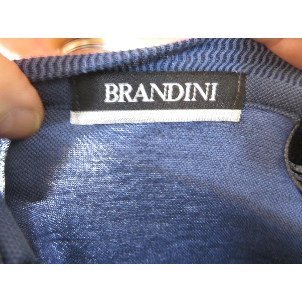 Mens Brandini Short Sleeve Knit Collarless Shirt Tshirt Blue Size Large - Picture 3 of 3
